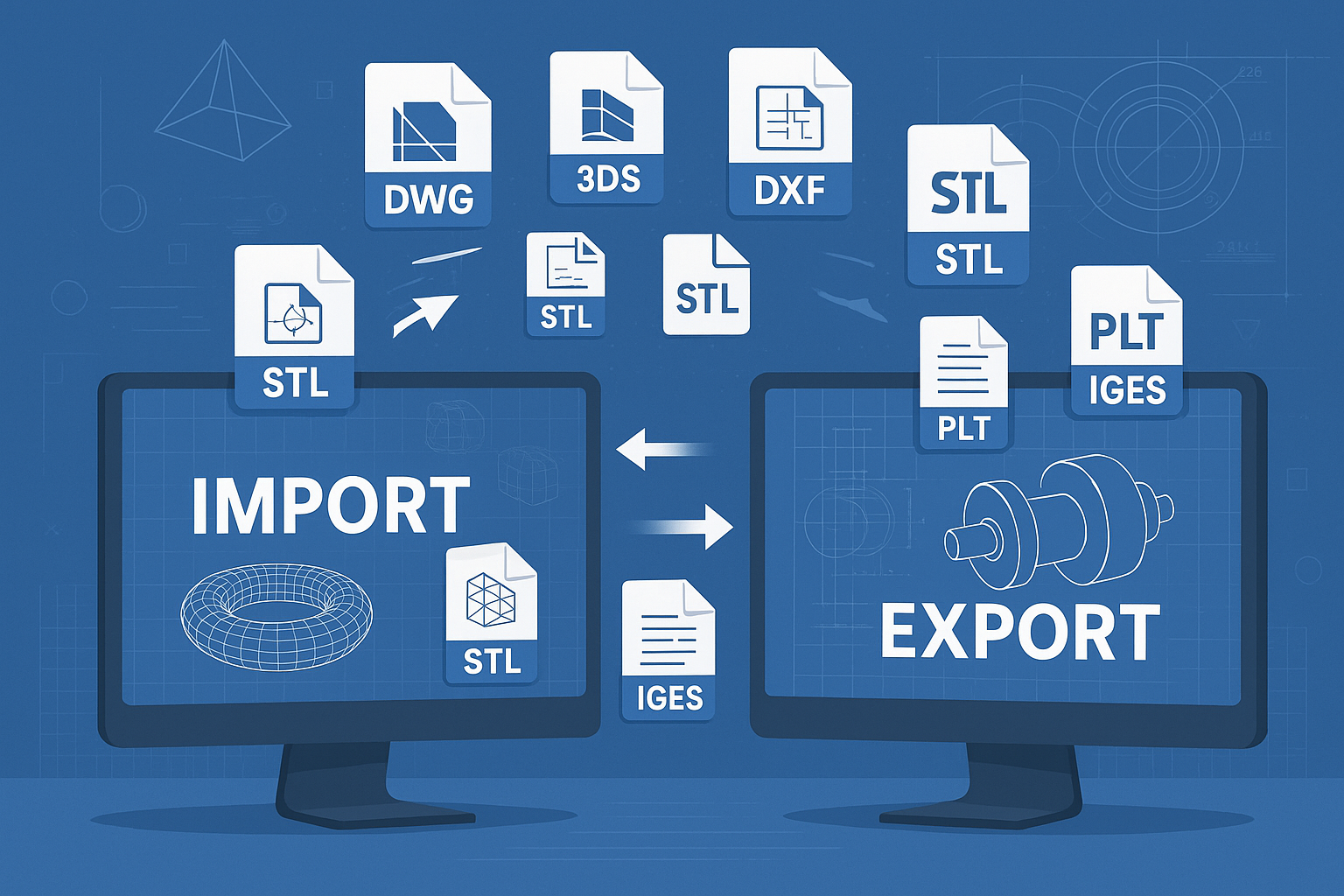 Importing and exporting files (DWG, DXF, STL, etc.)