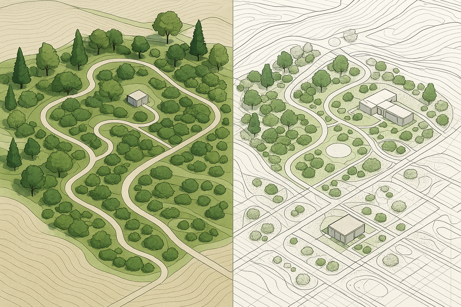 Landscape modeling: terrain, vegetation, site plans