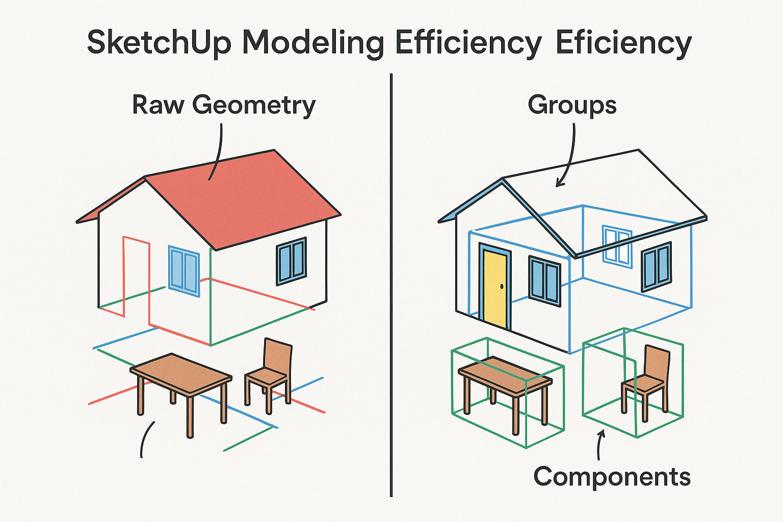 Using groups and components for efficient modeling